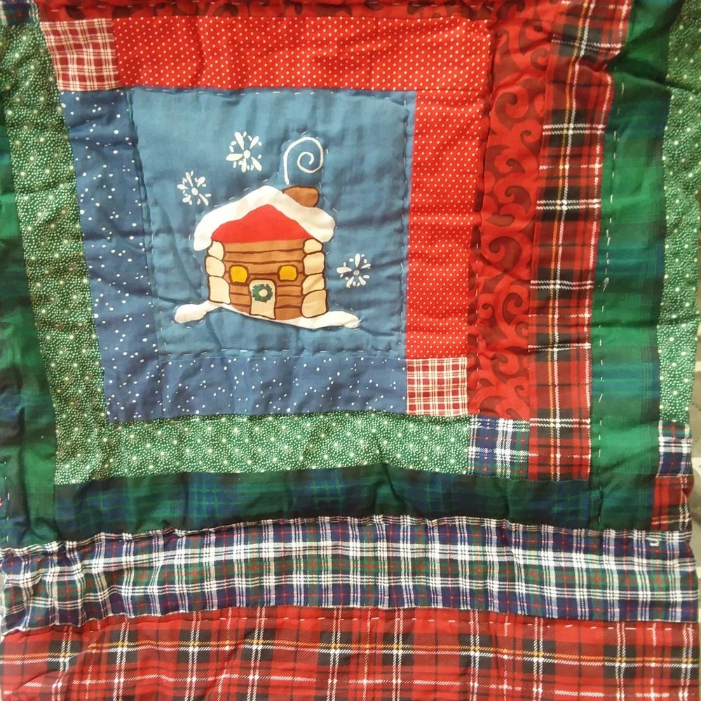 Vintage Day By Day Holiday Wishes Christmas Print Quilt‎ Twin Size 68x86 NOS